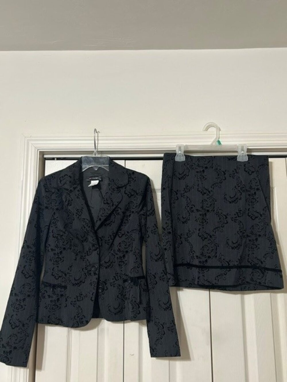Jodi Kristopher Pinstriped Velvet Trim Suit